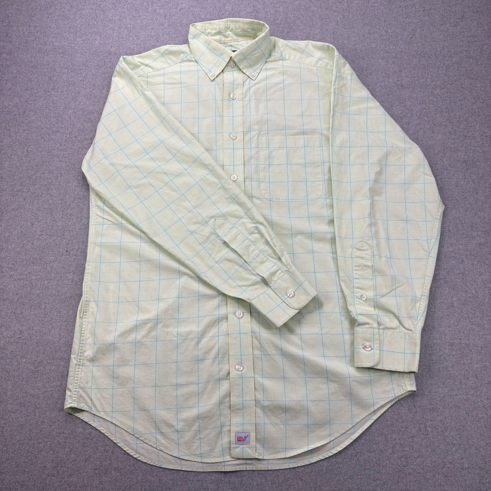 Vineyard Vines Murray Shirt Windowpane Plaid Button Down Long Sleeve Green‎ S